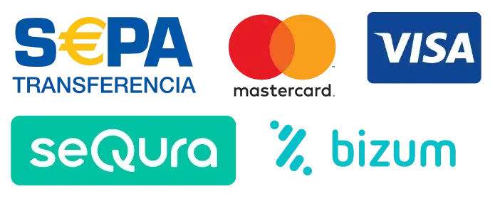 En CasaOrtopedia.es utilizamos los siguientes métodos de pago: Transferencia bancaria, Tarjetas bancarias MasterCard y Visa, Bizum, Pay Paly y puede financiar sus compras con el servicio de Sequra.