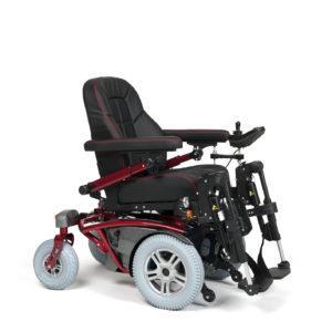 Silla de ruedas eléctrica modelo Timix de la marca Vermeiren en color rojo.