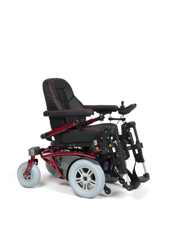 Silla de ruedas eléctrica modelo Timix de la marca Vermeiren en color rojo.