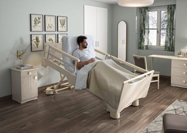 Es una cama de alta calidad para los cuidados domiciliarios intensivos, así como para cuidados en residencias especializadas.