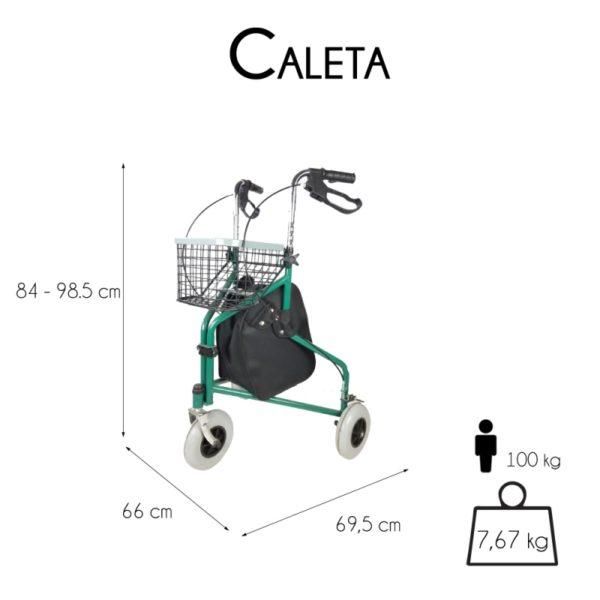 Las medidas de esta andador cuando listo para utilizar son: 69.5 cm de largo, 66 cm de ancho, 84 - 98.5 cm de alto.