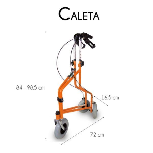 Las medidas de este andador plegado son: 72 cm de largo, 84 - 98,5 cm de alto, 16,5 cm de ancho.