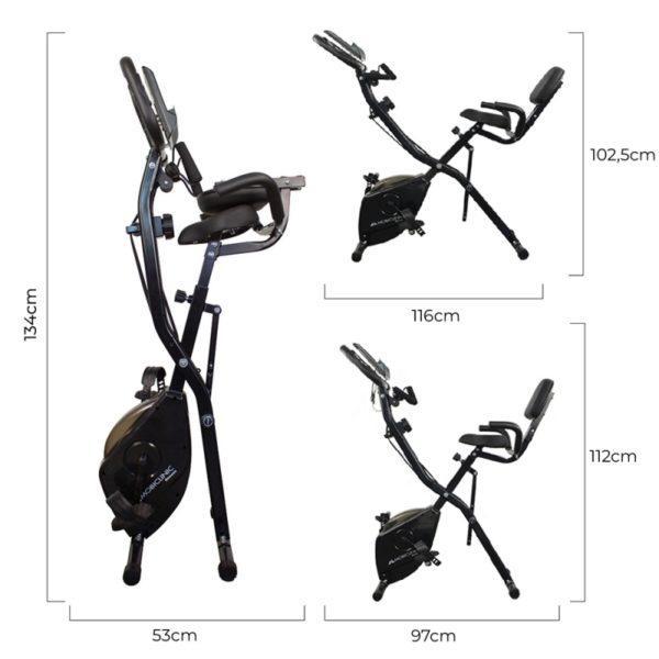 De afmetingen van deze fiets opgevouwen zijn: 53 cm breed en 134 cm hoog.