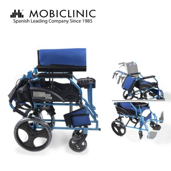 silla de ruedas plegable aluminio frenos en manetas ancho asiento 46cm azul piramide mobiclinic casaortopedia.5jpg