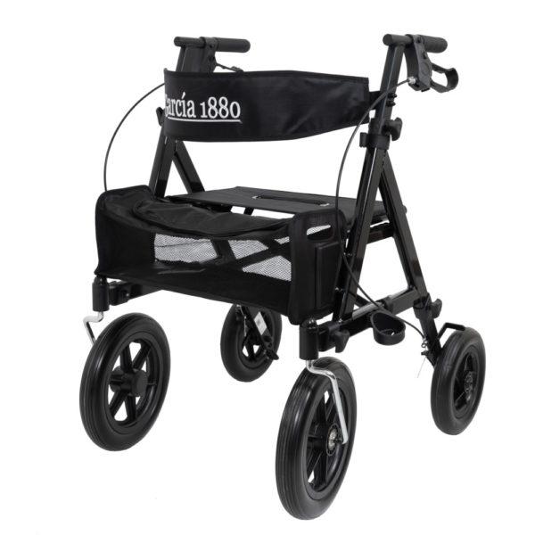 Este rollator todoterreno de rueda grande, frenos por manilla y bloqueo disminuye el esfuerzo al caminar. Es ideal para exteriores, gracias a sus ruedas grandes se adapta a todo tipo de terrenos y suelos.