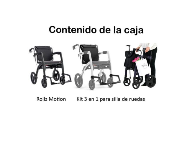 El Rollz Motion incluye kit de conversión en silla de ruedas, porta bastones y una bolsa para tus pertenencias y para los reposapiés.