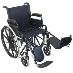 Descubre la silla de ruedas autopropulsable con reposapiés elevable, diseñada para ofrecer máxima comodidad y autonomía. Con una estructura de acero resistente, esta silla combina durabilidad y ligereza. Su peso total es de 20 kg, soportando hasta 120 kg de carga máxima.