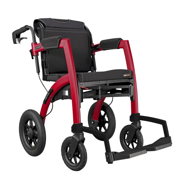 Disponible en dos tallas (regular y small) y en colores modernos como verde oscuro y rojo ruby. Icluye kit de conversión silla de ruedas, reposapiés, bomba de hinchado y bosa debajo del asiento.