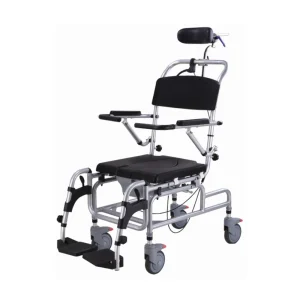 Silla de ruedas ergonómica con ruedas giratorias, asiento acolchado, reposabrazos y reposapiés abatibles. Diseñada para personas con movilidad reducida, brinda comodidad y facilidad de desplazamiento en interiores.