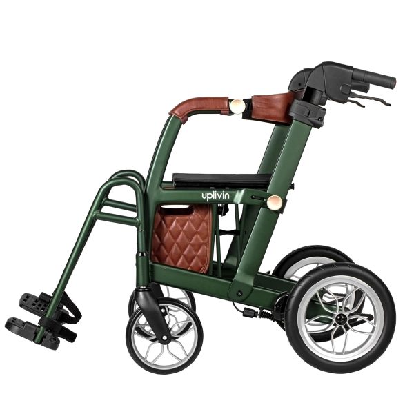 Puedes desplegar los reposapiés en un momento, justo cuando los necesitas. Las empuñaduras ergonómicas son ajustables en altura para adaptarse al usuario y del acompañante.